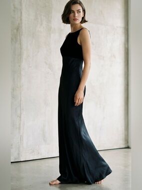 Vintage Odessa Velvet Silk Empire Waist Bias Cut Slip Dress